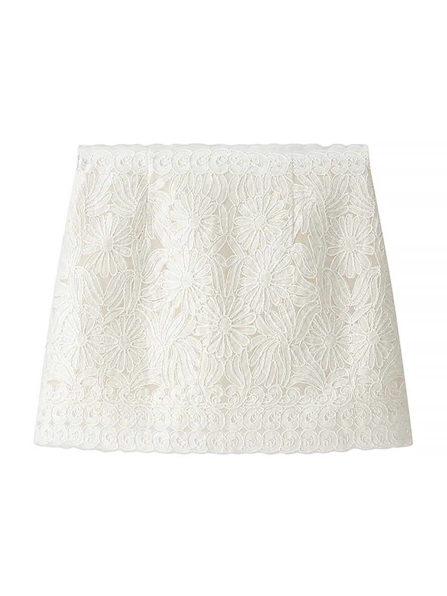 White lace skirt on a white background
