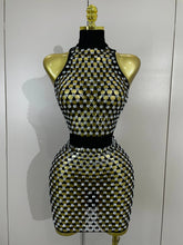 Sparkling mesh mini dress on mannequin