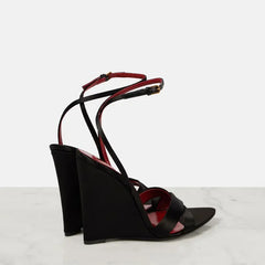 Wedge Gold Heel Ankle Strap Sandal