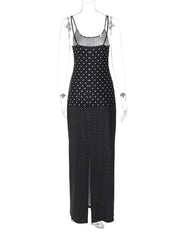 Spaghetti Strap Polka Dot Maxi Dress