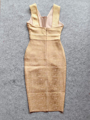 Gold dress on a gray background