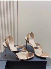 Metallic Stiletto Heeled Sandals