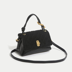 Microfiber Quilted Flap Top-Handle Bag – Neutral & Black Variants
