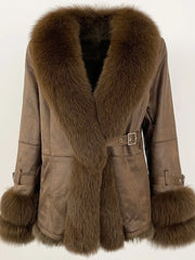 Fur Collar Shearling Coat
