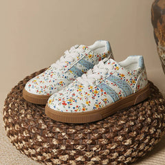 Floral Round Toe Lace Up Sneakers