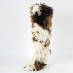 Fluffy Patchwork Over The Knee Boots