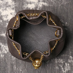 Leather Drawstring Bucket Bag