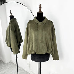 Faux Suede Cropped Bomber Jacket