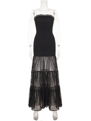 Black Strapless Smocked Maxi Dress
