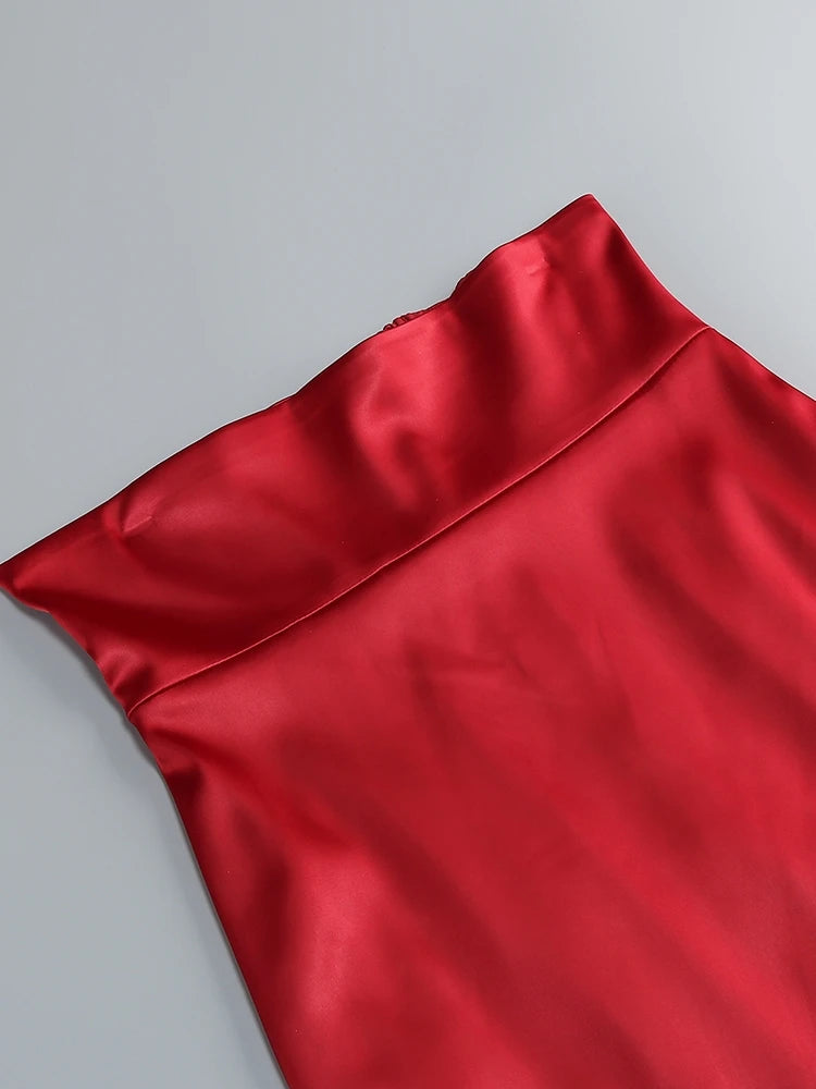 Red fabric on a gray background