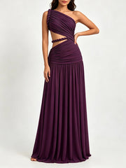 One Shoulder Braided Cutout Maxi Dress