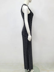 Women's Diamond Crystal Mesh Sleeveless Maxi Dress
