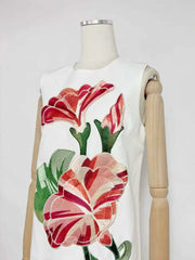 Floral Embroidered Sleeveless Mini Dress