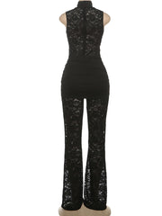 Lace Mock Neck Jumpsuit