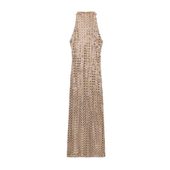 Halter Neck Sequin Maxi Dress