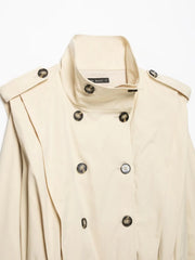 Double Breasted Shirred Cropped Trench Jacket