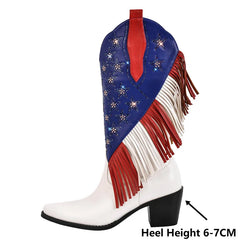 Fringe Star Embellished Pointed Toe Boots