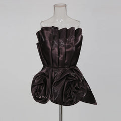 Strapless 3D Flower Peplum Top