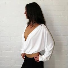 Deep V neck Draped Crop Top