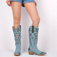 Embroidery Pointed Toe Western Boots