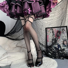 Black Rose Heeled Pumps | Gothic Mary Jane High Heels