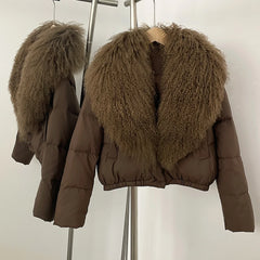 Cropped Fur Collar Puffer Jacket