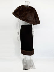 Faux Fur Shawl and Maxi Skirt Set