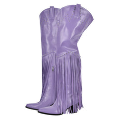 Fringed Pointed Toe Heeled Boots