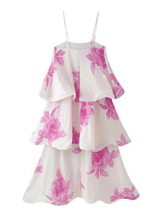Floral Print Layered Midi Dress