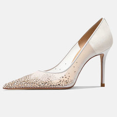 Rhinestone Mesh Stiletto Pumps
