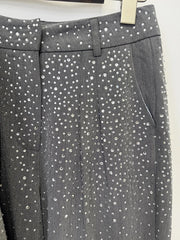 Grey Crystal Embellished Blazer and Pants Set