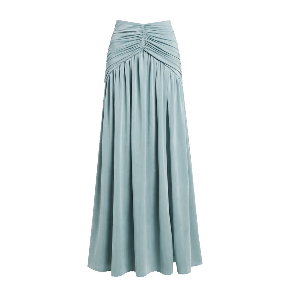 High-Waisted Ruched Maxi Skirt