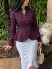 Diagonal Button Peplum Blazer