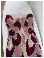 Velvet Colour-Blocked Beaded Column Dress
