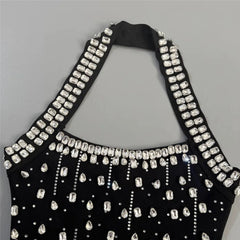 Embellished Halter Neck Mini Dress
