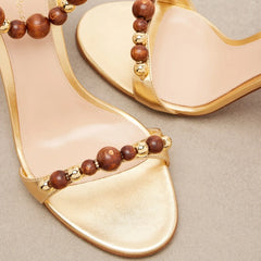 Beaded Ankle Strap Stiletto Sandals