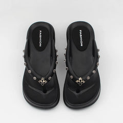 Studded Platform Thong Sandals