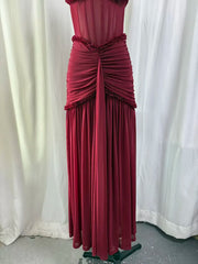 Sheath Halter Neck Ruched Maxi Dress
