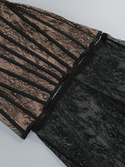 Lace Corset Mesh Maxi Dress with Detachable Hem