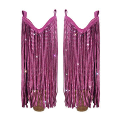Rhinestone Fringe Pointed Toe Boots