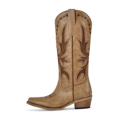Embroidery Pointed Toe Western Boots