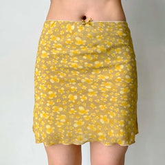Yellow Floral A-Line Mini Skirt