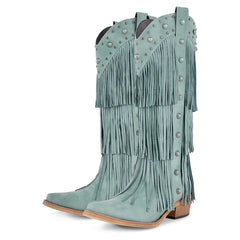 Fringe Pointed Toe Western Boots