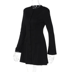 Black coat on a mannequin against a white background