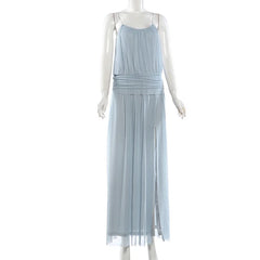 Spaghetti Strap Gathered Empire Waist Maxi Dress with Thigh-High Slit