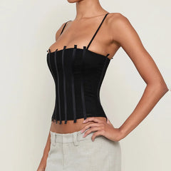 Black strappy boned corset top