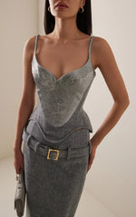 Metallic Sequin Corset Cami Top