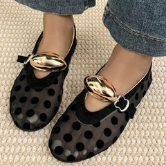 Polka Dot Mesh Ballet Flats