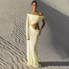 Draped Cutout One Shoulder Maxi Dress