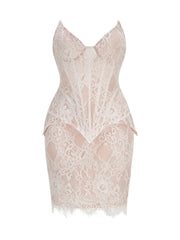 Lace Strapless Corset Top and Mini Skirt Set